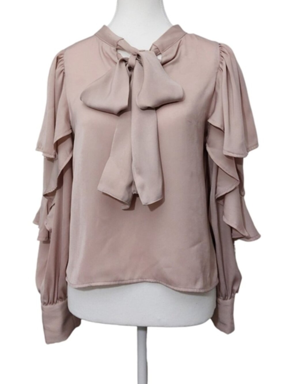 Majestic Legon Pink Shiny Bowtie Blouse